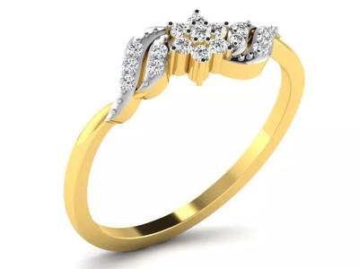 Light Weight Yellow Gold Diamond Ring  -DR-6275