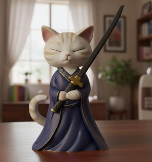 Samurai cat with katana