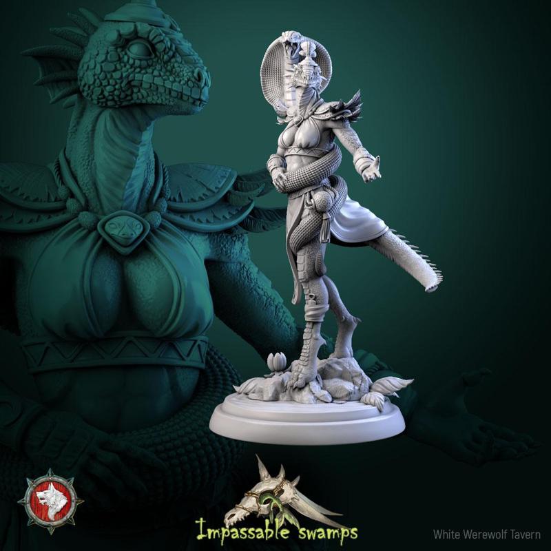 Serpentine Poisoned Flower 32mm and 75mm heroic miniature pre-supported