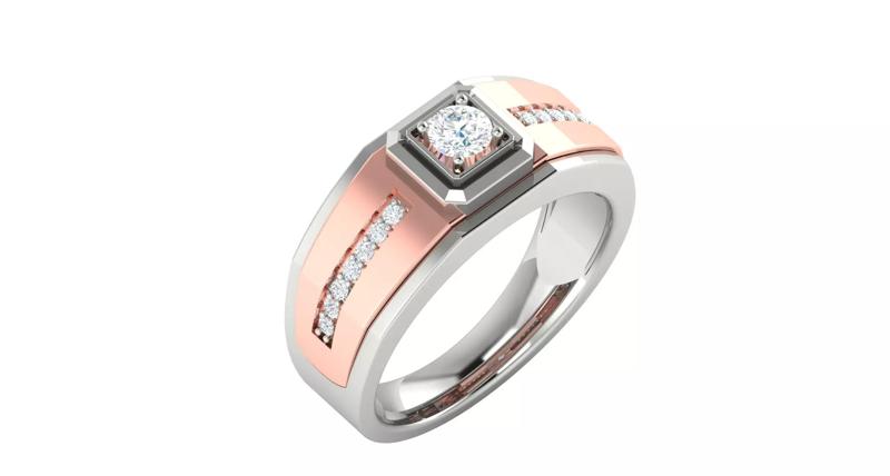 Luxury Two-Tone Men s Diamond Ring with Side Accents