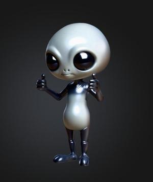 Friendly Grey Alien - Friendly Grey Alien with Thumbs Up