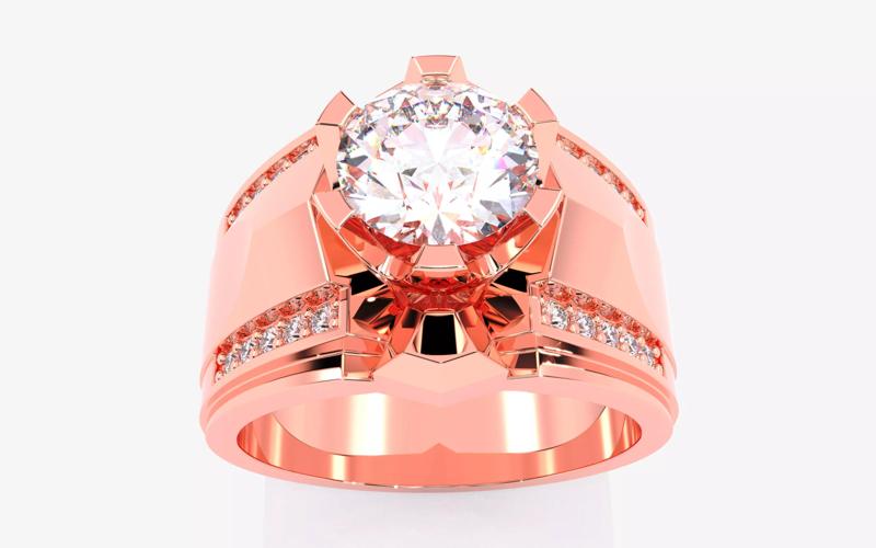 Mens Solitaire Ring 3dm stl renders details
