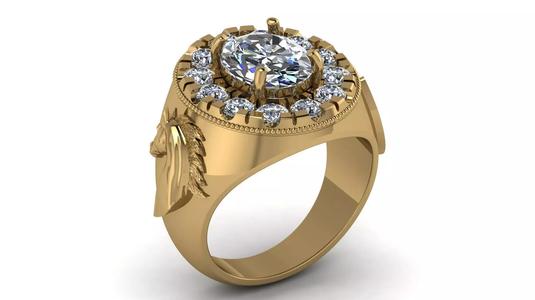 Mens Ring Champion oval horse ring 3dm stl printable model