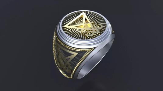 Men ring with the ancient symbols cnc model or