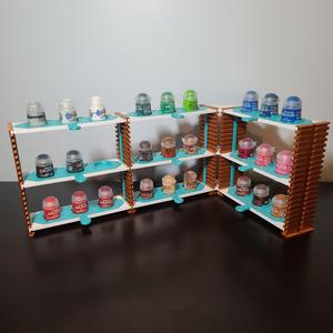 Modular Paint Rack - French Cleat with Removable Trays (Citadel Game Color & Vallejo Compatible).