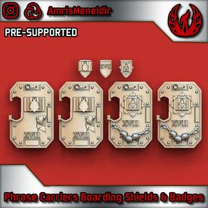 Phrase Carriers Boarding Shields & Badges