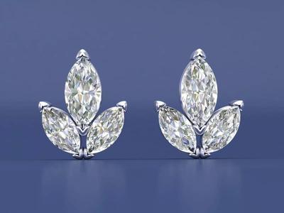 Marquise Cluster Stud Diamond Earrings - 3D Printing File