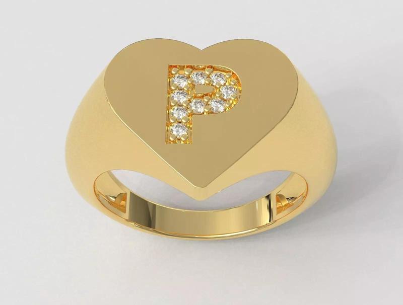 Heart Letter Ring - P