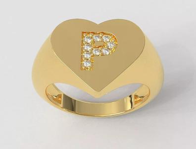 Heart Letter Ring - P
