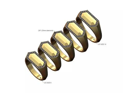 Diamond faceted knife edge signet ring US sizes 6to10