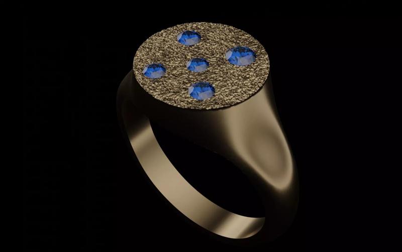 diamond random scatter signet pinky ring US size 9