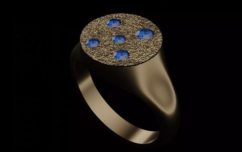 diamond random scatter signet pinky ring US size 9
