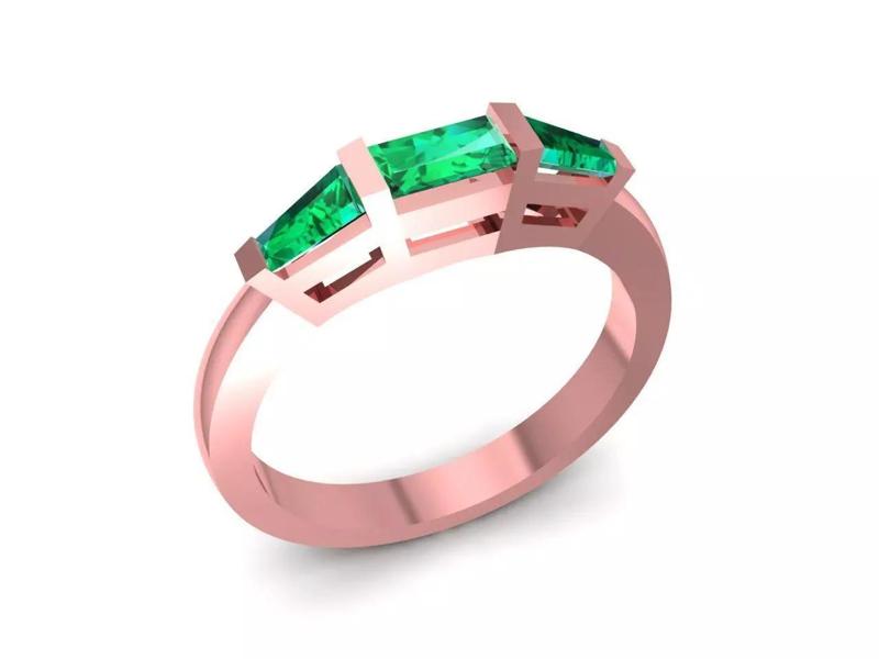 Women Ring with Three Baguette Cut Gemstones 2359