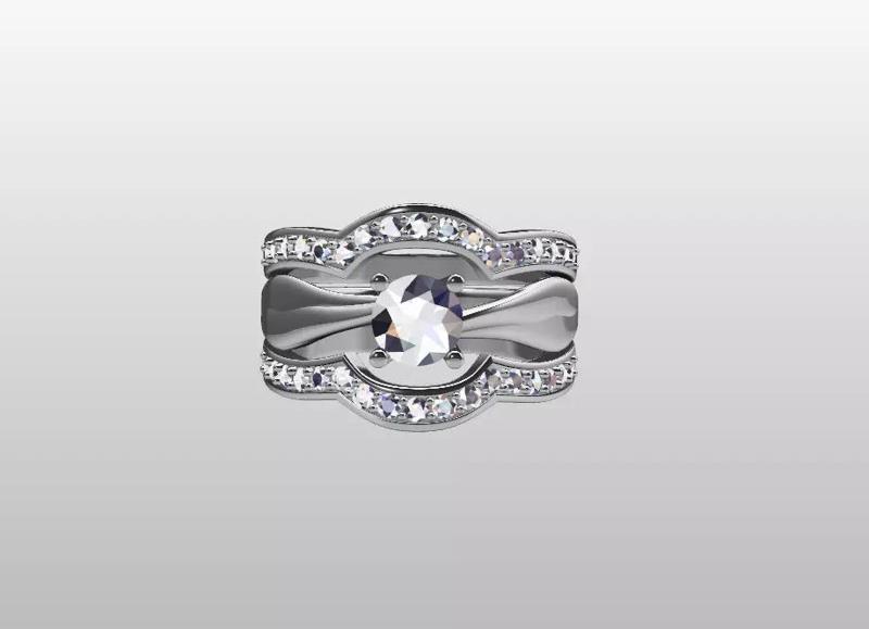 Diamond bridal ring set 3D print file