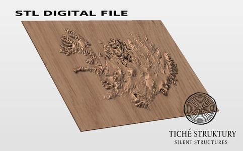 Iceland – Topographic Relief – 3D STL Model