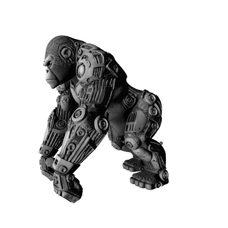 Robotic Gorilla 3D Print – Futuristic Mechanical Ape Figurine
