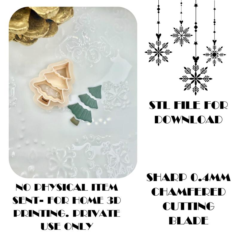 Christmas Tree, Cut Through, Polymer Clay Cutter, STL File, Digital Clay Cutter, Christmas Cutter