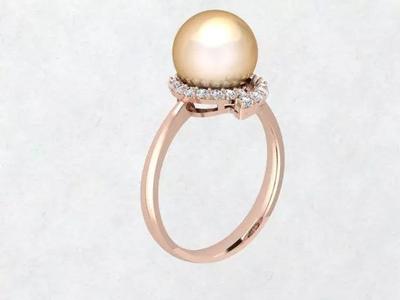 Model of a Pearl and Diamond Women Ring