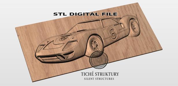 Ford GT40 – Classic Race Car Bas Relief – 3D STL Model
