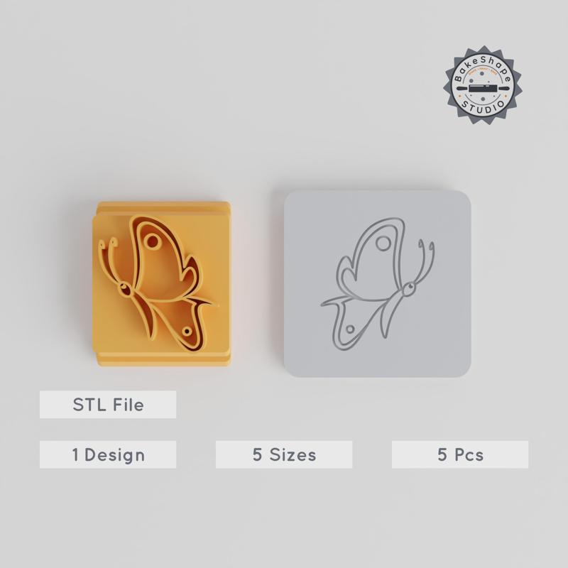 Butterfly Stamp Tile Set, 5 Sizes, Perfect for Clay, Cookies & Fondant, Floral & Insect Motifs