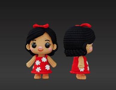 Kawaii Tropical Doll 3D Print - Multipart Easy Assembly Crochet Design with Handmade Look