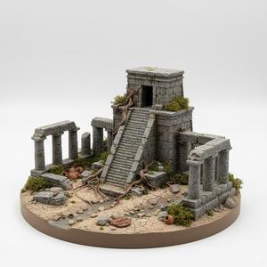 Ancient Temple Ruins Diorama Scene - Detailed 3D Printable Fantasy Scenery for Tabletop Gaming & Display