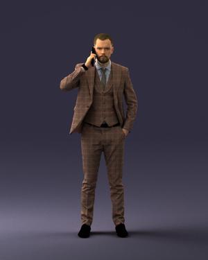000254 Businessman in Suit Talking on Phone 0220