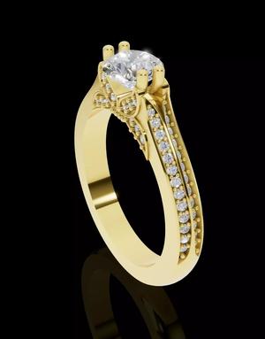 Engagement Ring with Solitaire Side Diamonds