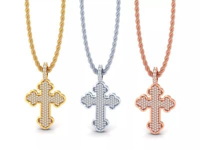 Chrome Cross Pendant 1 inch