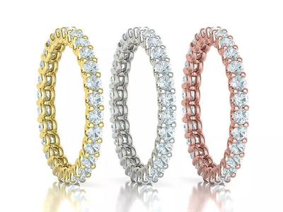 Eternity Diamond Ring U shaped Diamond Setting 3dmodel