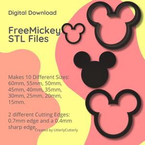 Mickey Clay Cutter - Mouse STL Digital File Download- 10 sizes and 2 Cutter Versions
