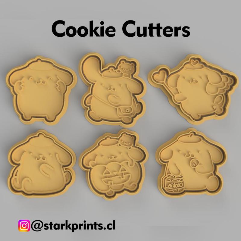 SET OF 6 POMPOMPURIN COOKIE CUTTERS