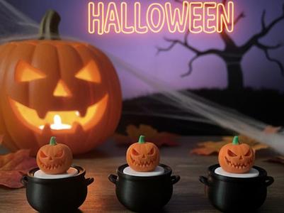 Zucca di halloween nel calderone