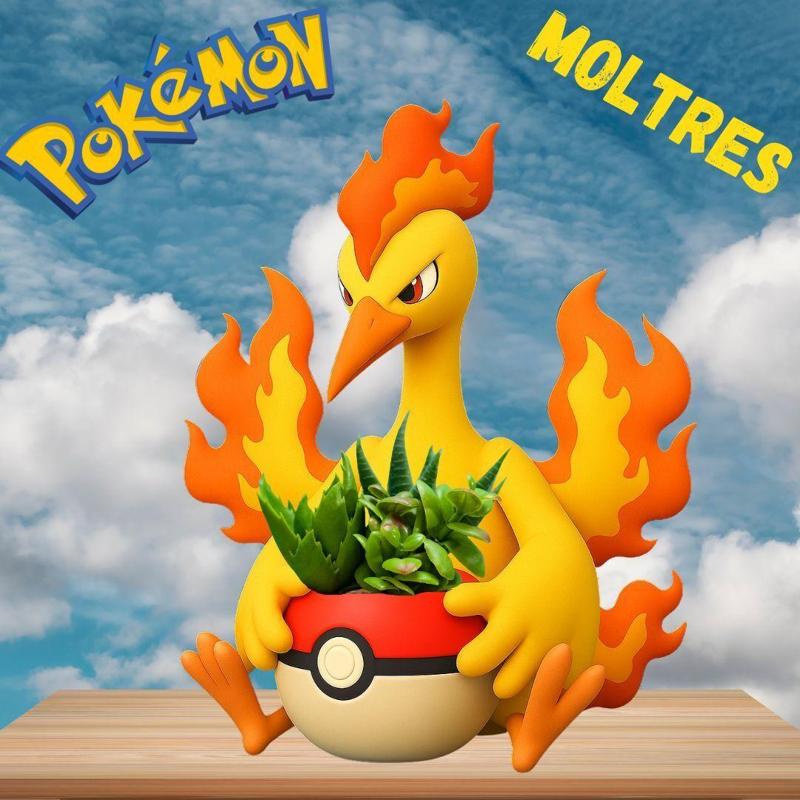 Moltres Flowerpot - Legendary Fire Pokémon | Decorative and Functional 3D Fanart