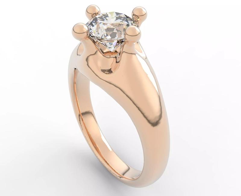 1 carat diamond ring with round head four claws