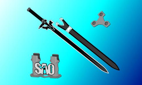 Elucidator SAO Sword | Kirito | Sword Art Online | Matching Scabbard, Display Plinth Available | By Collins Creations 3D