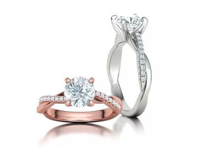 1point5 Ct Engagement Ring French Pave Setting Big Diamond Ring
