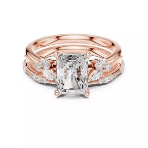 2CT Radiant Cut Diamond Stacking Wedding Ring Set 3DM STL Video