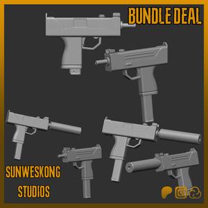 Mac 11 Submachine Gun For Action Figures Full Variant Pack