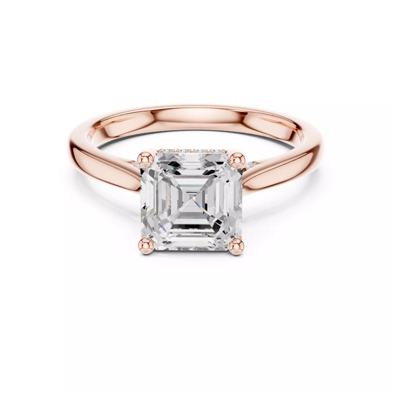 2CT Asscher Cut Hidden Halo Diamond On Bridge Ring 3DM STL Video