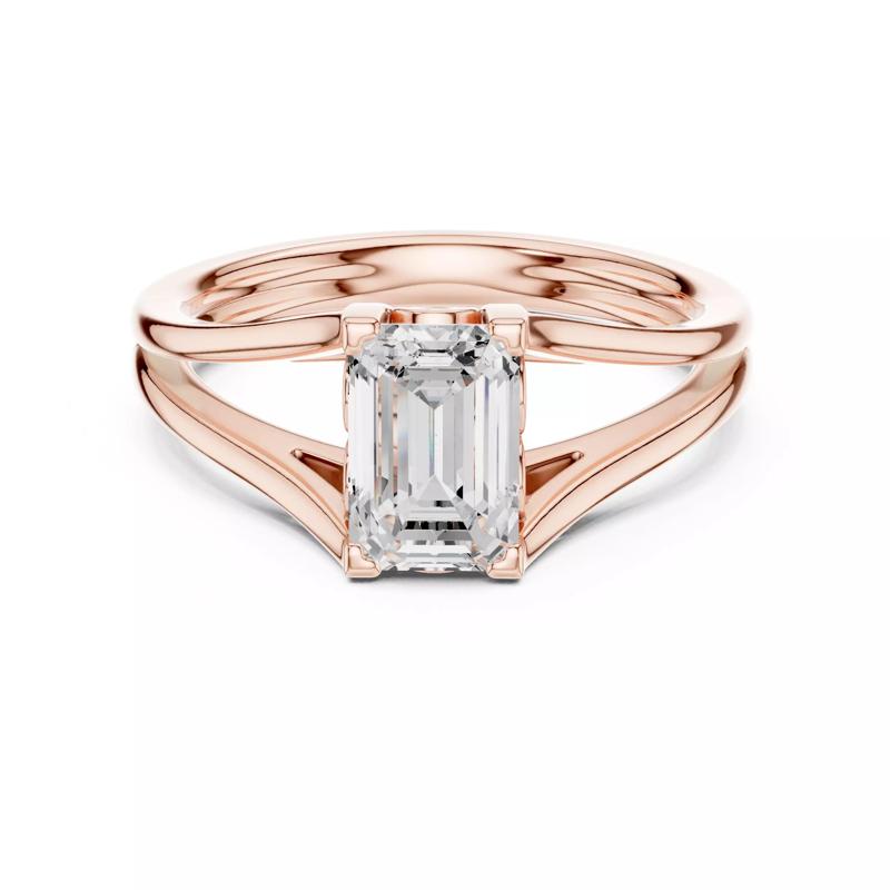 Solitaire Emerald Diamond Split Shank Wedding Ring 3DM STL Video