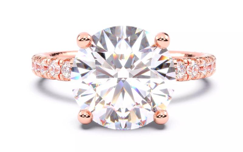 Round Diamond Pave Setting Solitaire Ring