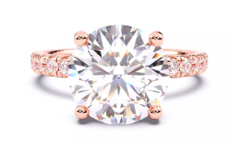 Round Diamond Pave Setting Solitaire Ring