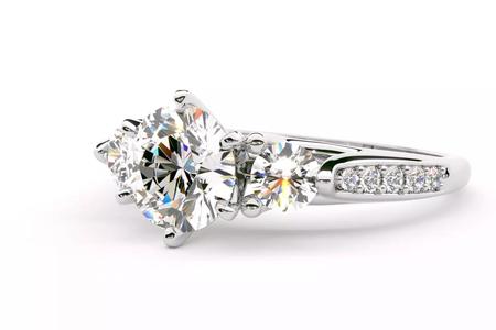 Round Cut 3-Stone Engagement Wedding Ring Real Solid
