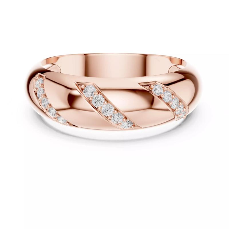 Round Cut Diamond Dome Shape Mens Wedding Band