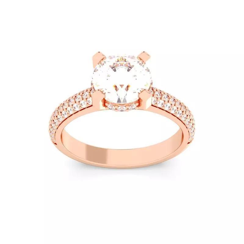 Round Cut Hidden Halo Engagement Ring