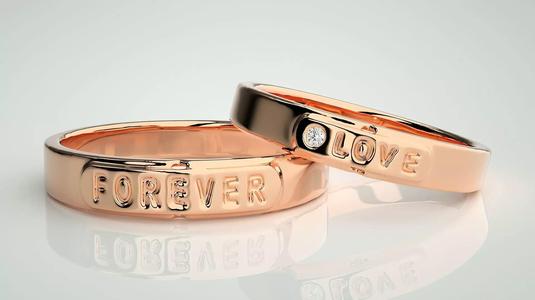 Love Forever  Solitaire Couple Band Ring 3dm stl render detail