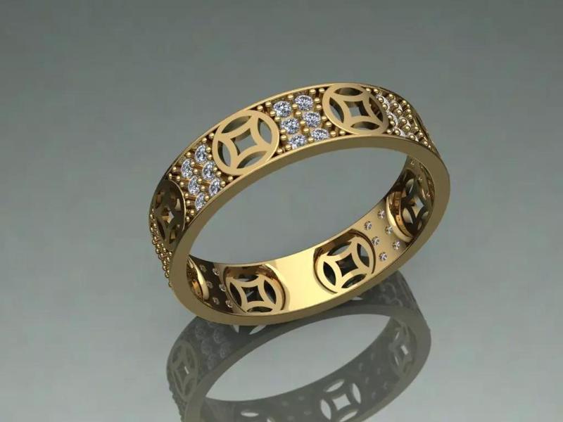 Ring lucky coin unisex men women with diamond new arrival