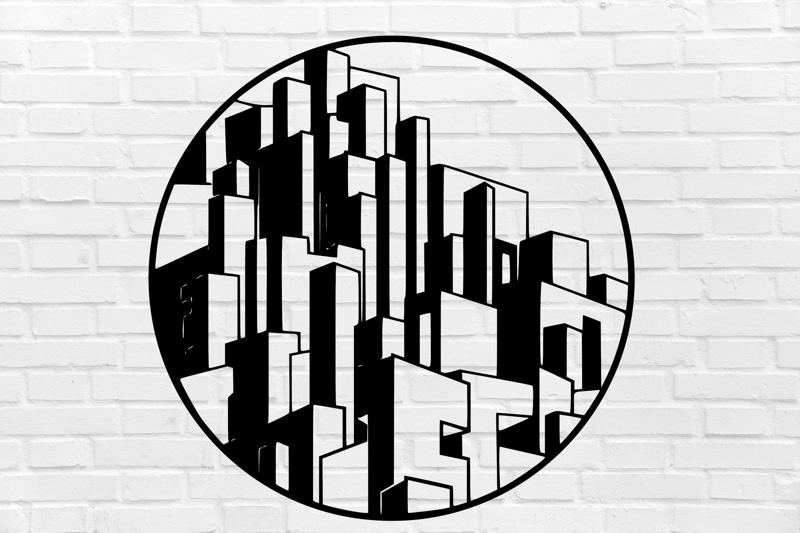 MURAL DECORATION skyscraper city block