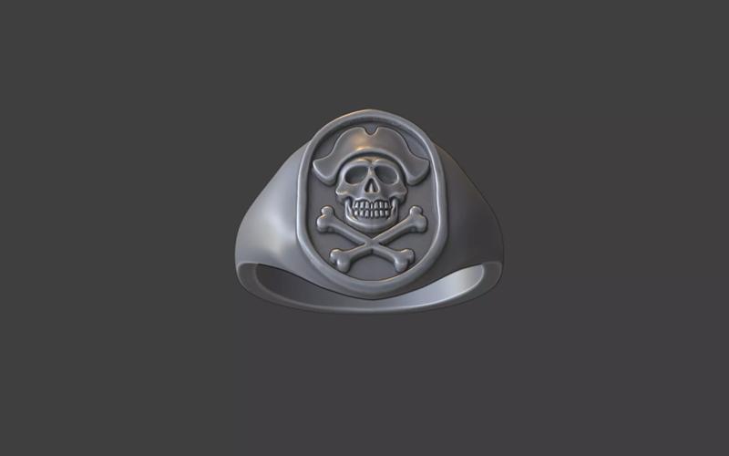 smooth skull signet ring